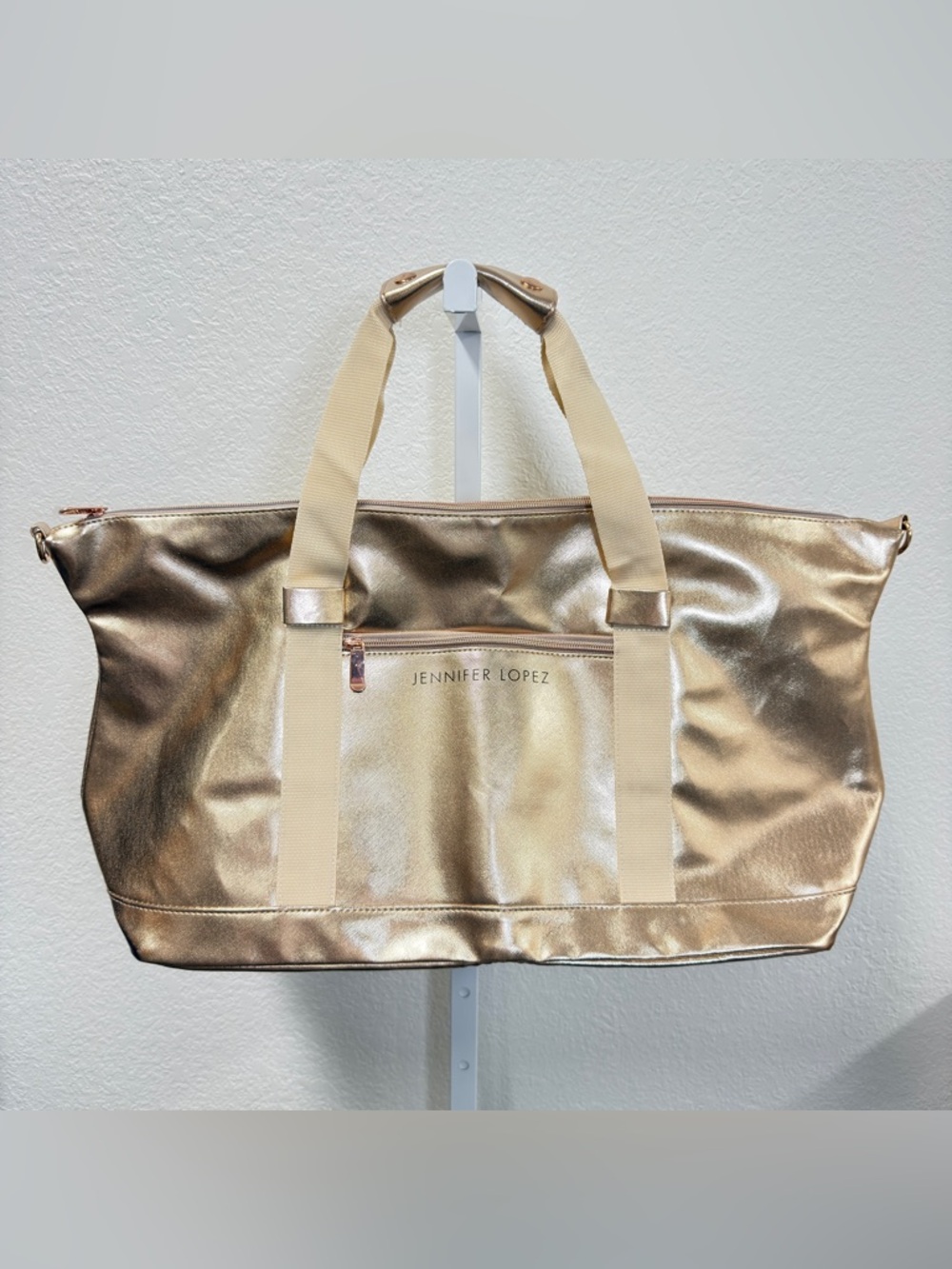 Jennifer Lopez Metallic Gold Weekender Travel Tote Bag